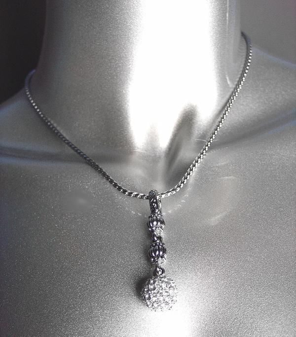 CLASSIC Designer Style Pave CZ Crystals Eternity Ball Glacier Pendant Necklace