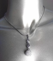 CLASSIC Designer Style Pave CZ Crystals Eternity Ball Glacier Pendant Necklace - $23.50