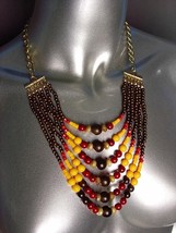 EXPRESSIVE Multicolor Faux Stone Wood Beads Layered Necklace Earrings Set - £11.99 GBP