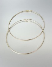 CHIC Lightweight Thin Gold Metal LARGE 3 1/2&quot; Diameter Hoop Post Earrings - £12.01 GBP