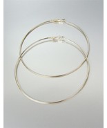 CHIC Lightweight Thin Gold Metal LARGE 3 1/2&quot; Diameter Hoop Post Earrings - £12.01 GBP