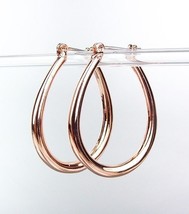 New* Rose Gold Metal Tear Drop 1 1/4&quot; Long Hoop Earrings - £9.06 GBP