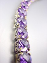Designer Style Silver Gold Balinese Light Amethyst Purple CZ Crystals Bracelet - $79.99