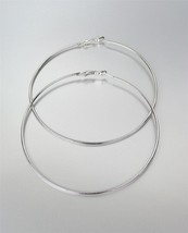 CHIC Lightweight Thin Silver Metal LARGE 3 1/2&quot; Diameter Hoop Post Earrings - £11.98 GBP