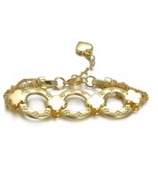 NEW Designer Inspired Gold Clover Clovers Ring Links Chain Bracelet - £18.47 GBP