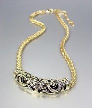 CLASSIC Brighton Bay Gold Black Filigree Medallion Cable Chain Necklace - £19.82 GBP