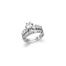 CLASSIC 2.00 CT Round Cut CZ 18kt White Gold Plated 2pc Engagement Weddi... - £20.69 GBP