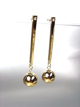 CHIC &amp; UNIQUE Lightweight Gold Metal Ball CZ Crystal Long Dangle Post Ea... - £12.57 GBP