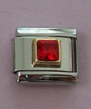 July Birthstone Square Setting Italian Charm 9mm 14K Gold by PS Charms  - £3.97 GBP