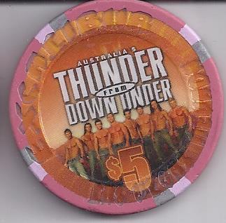 THUNDER FROM DOWN UNDER @ Excalibur You Rule Las Vegas $5 Ltd Edition 2000 Chip - $10.95