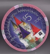 Excalibur 20th Anniversary 1990-2010 Las Vegas $5 Ltd Edition  Chip - $10.95