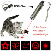 Pet Laser Pointer USB Rechargeable Red Laser UV Light Flashlight Funny C... - $16.81+