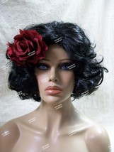 Sexy Black Day of the Dead Doll Wig Roses Senorita Sugar Skull Retro Pinup Girl - £19.61 GBP