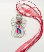 Congenital Heart Defects Awareness Ribbon Angel Necklace Handmade - $11.00