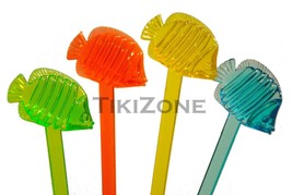 20 Assorted Color Tropical Nautical Fish Swizzles - Luau Party Cocktail Stirrers - £12.05 GBP