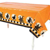 Retro Halloween Tablecloth - Table Cover with witches and Haunted House - Decor - £7.95 GBP