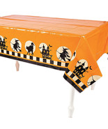 Retro Halloween Tablecloth - Table Cover with witches and Haunted House ... - $9.99