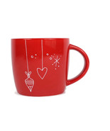 Starbucks Holiday Red Ceramic Coffee Mug Cup White Heart Star Ornament 1... - £11.85 GBP