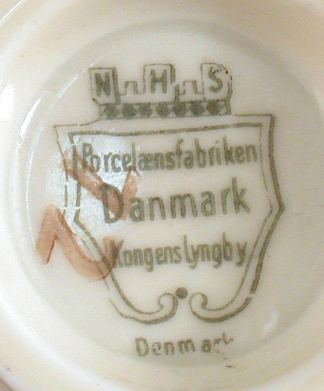 NHS Denmark Kongens Lyngby Demitasse Cup Saucer Danmark Gold Flowers Exc Item image 2