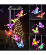 Solar Butterfly Wind Chimes Lights LED Color Changing Outdoor Garden decor - $17.26