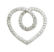 Sterling Silver Open Loop Heart Infinity Slider CZ Necklace with Chain   - $25.74+