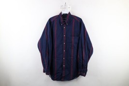 Vintage 90s Nautica Mens Medium Faded Striped Collared Button Down Shirt Blue - £30.99 GBP