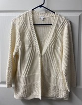 JJill Cream Womens Size M One Button Front Knit Block Cardigan Sweater - $38.70