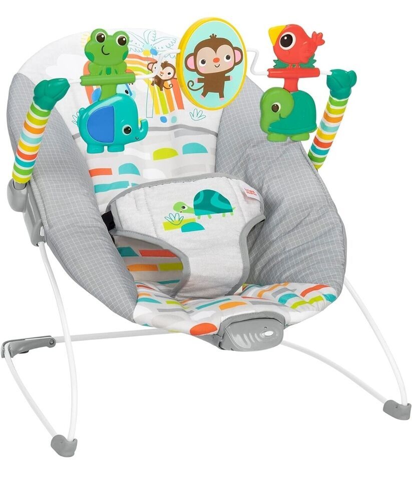 Bright Starts Playful Paradise Comfy Baby Bouncer Seat with Soothing Vibratio... - £31.60 GBP