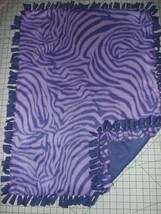 29 X 33 Purple Zebra Hand Tied Fleece Blanket Baby Dog Cat Pet Rat Ferret - £17.58 GBP