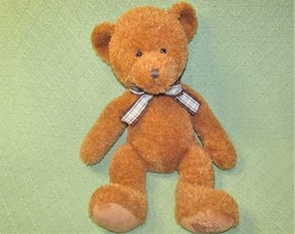 18" Russ Curly The Teddy Bear Soft Fuzzy Brown Plush Stuffed Animal w/PLAID Bow - $16.20