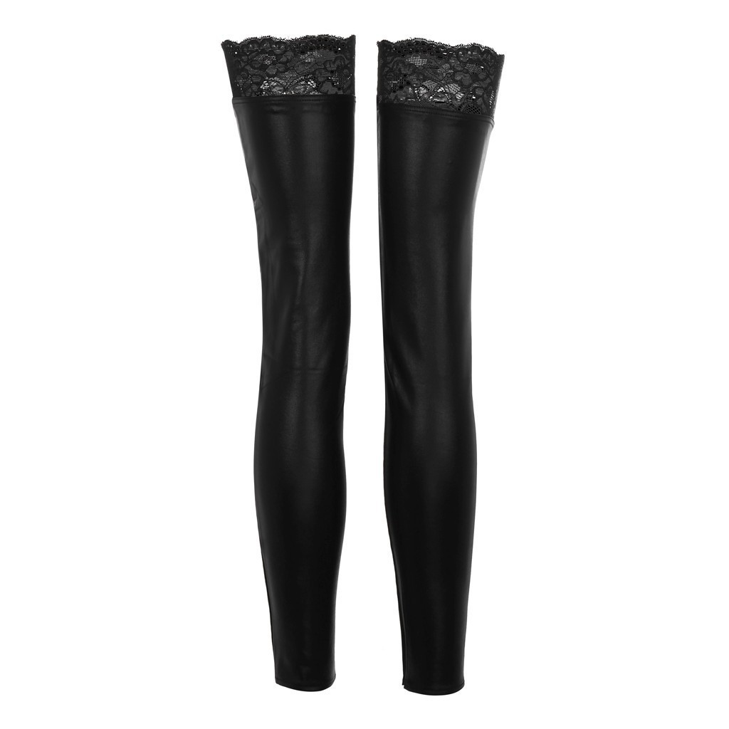 Primary image for Sexy Women's Skinny Lace-Trimmed Leather Stockings SIZEM