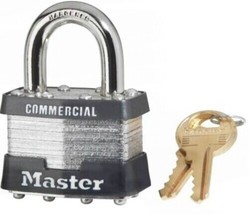 Master Lock #3KA 3212 Tumbler Steel Padlock, 4-Pin Cylinder, 1-1/2&quot; - £8.41 GBP