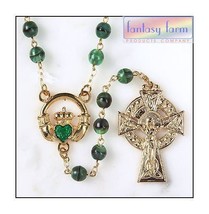 CLADDAGH ROSARY with Celtic Cross - SHOW YOUR IRISH - Very Classy, Gold ... - $17.99