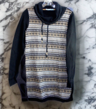 Maurices Womens Medium M Mock Neck Sweater Fair Isle Nordic Green Drawst... - $11.82