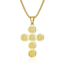 Saint Benedict Medal Cross Pendant Exorcism Necklace Christian Jewelry Chain 24&quot; - £7.77 GBP