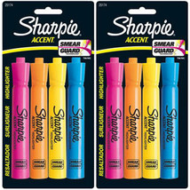 Pack of (2) New Sharpie Accent Tank-Style Highlighters, 4 Colored Highli... - £8.97 GBP