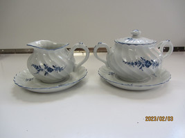 HAVILAND PORCELAINES CHANTILLY BLUE &amp; WHITE 2 SAUCERS SUGAR BOWL AND CRE... - £7.85 GBP