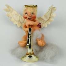 Vintage Rare 1991 Annalee Doll Christmas Angel With Trumpet Horn 6” Made... - $19.34
