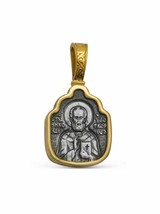 Sterling Silver 925 Gold Plated St. Nicholas Handmade Russian Orthodox Pendant - £37.21 GBP