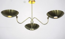 Luminaire Handcrafted Modern Mid Century Solid Brass 3 Arm Light Chandelier - £355.26 GBP