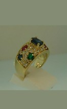 3.50Ct Simulated Diamond Sapphire Emerald Ruby Ring 14K Yellow Gold Plated - £74.36 GBP