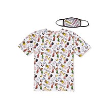Peanuts Juniors&#39; Character Graphic T-Shirt with Mask Small (3-5) - £13.15 GBP