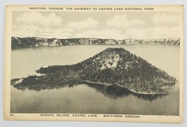 Vintage Wizard Island Crater Lake Medford Southern Oregon Postcard 5.5&quot; x 3.5&quot; - £7.46 GBP