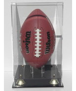 Football Display Case VERTICAL MIRROR BACK full size two-tier gold riser... - €42,44 EUR