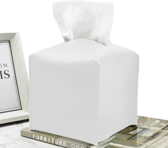 Tissue Box Cover – 5 X 5 X 5-Inch Faux Leather Tissue Holder – Modern Decorative - £6.57 GBP
