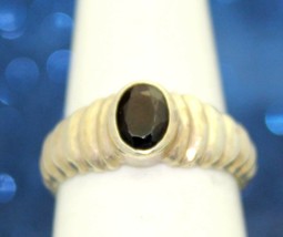 Garnet Solitaire Band Ring Real Solid .925 Sterling Silver 2.6 G Size 6.75 - £19.70 GBP