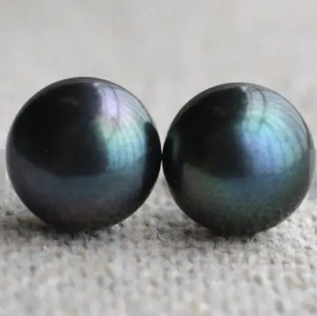 Perfect Pearl Jewelry,AAA 10-10.5MM Black Color Real Freshwater Pearl Stud - £18.23 GBP