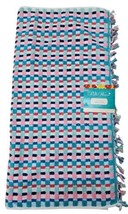 The Pioneer Woman Cotton Bath Towel Dotted Stripe Teal Combo 27in x 52in NWT - $17.81