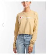 Champion Women&#39;s Long Sleeve Boyfriend Cropped Tee Size XL Gold Buttercup - $24.74