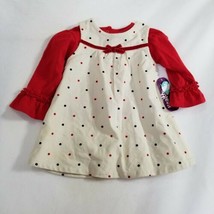 Healthtex Baby Infant Girls Ivory Corduroy Polka Dot Jumper Dress Set -12 m - $16.77